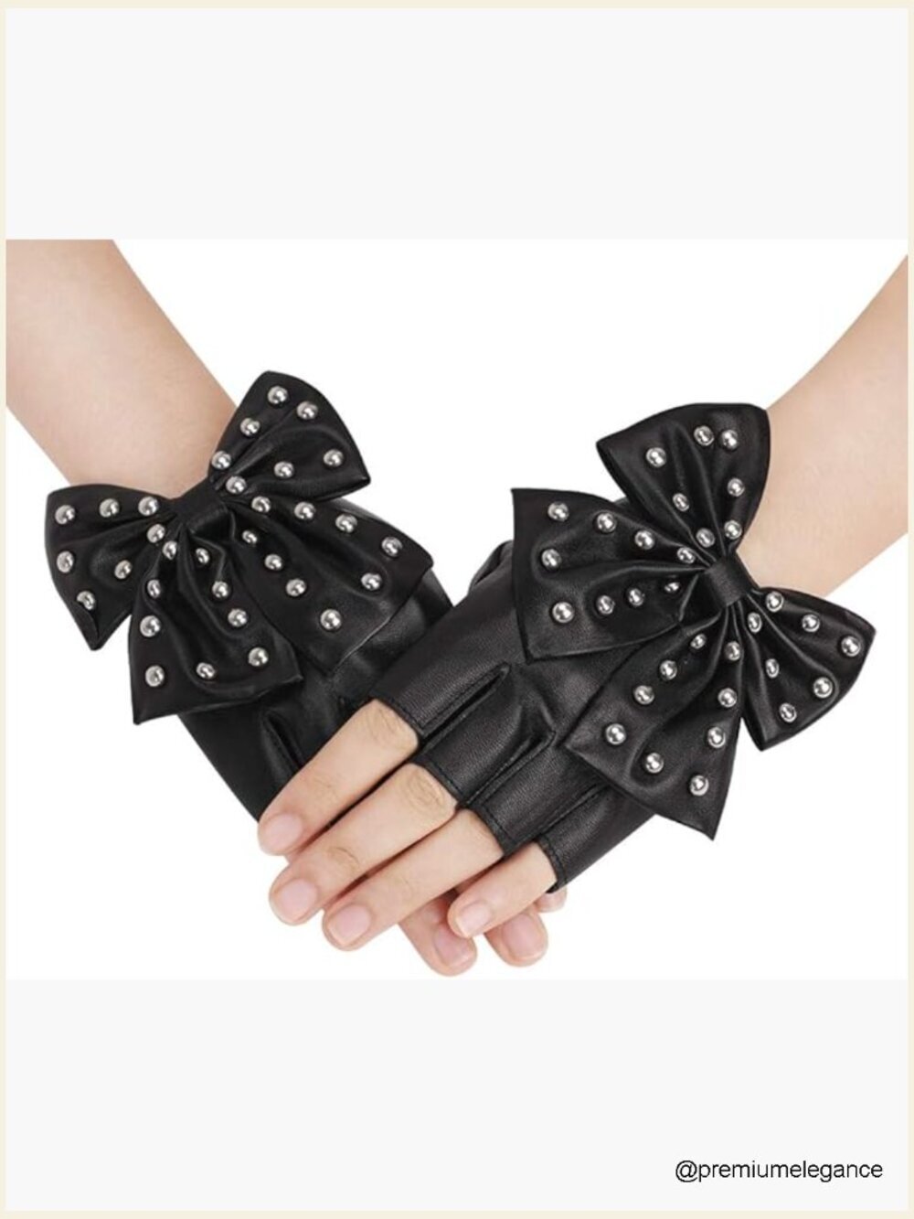 Punk Rock Half-Finger Gloves with Big Bowknot for Women